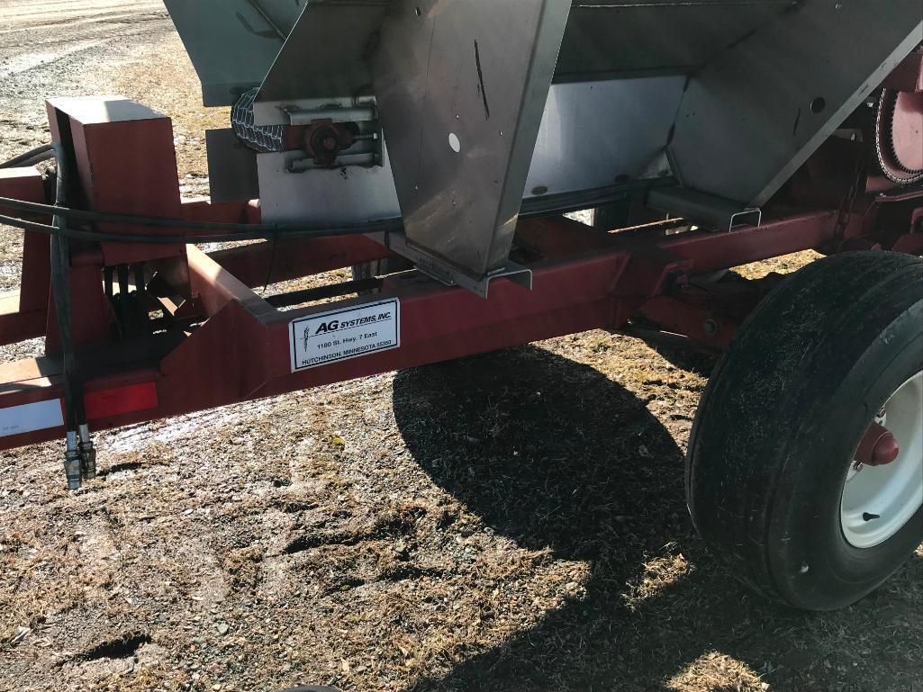 2003 AG Systems AG-500 stainless steel fertilizer spreader wagon; tandem axle; single spinner;