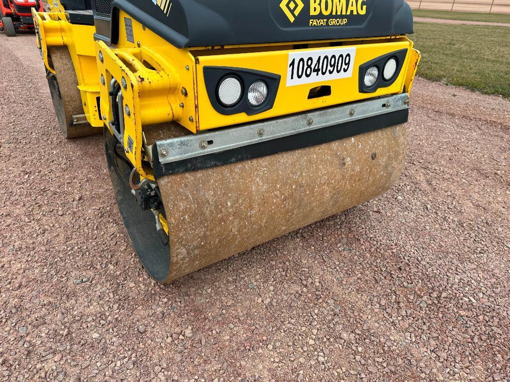 2018 Bomag BW120 SL-5 double drum roller, OROPS, 47" drums, Kubota diesel engine, hydro trans, water