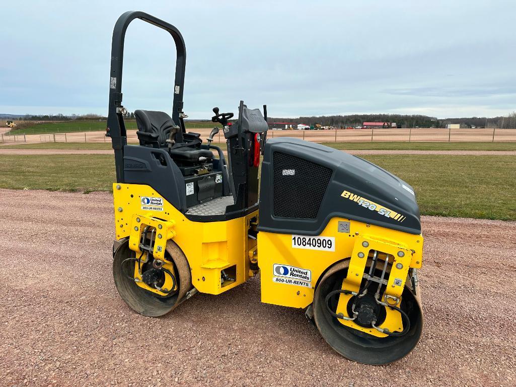 2018 Bomag BW120 SL-5 double drum roller, OROPS, 47" drums, Kubota diesel engine, hydro trans, water