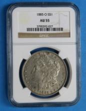 NGC AU 55 1885 O MORGAN SILVER DOLLAR