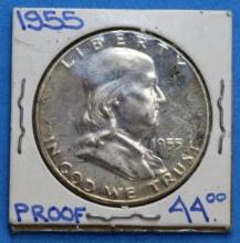 1955 Franklin Silver Half Dollar Proof Coin