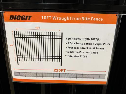 220' of 7' Tall Wrought Iron Fence Panels & Posts