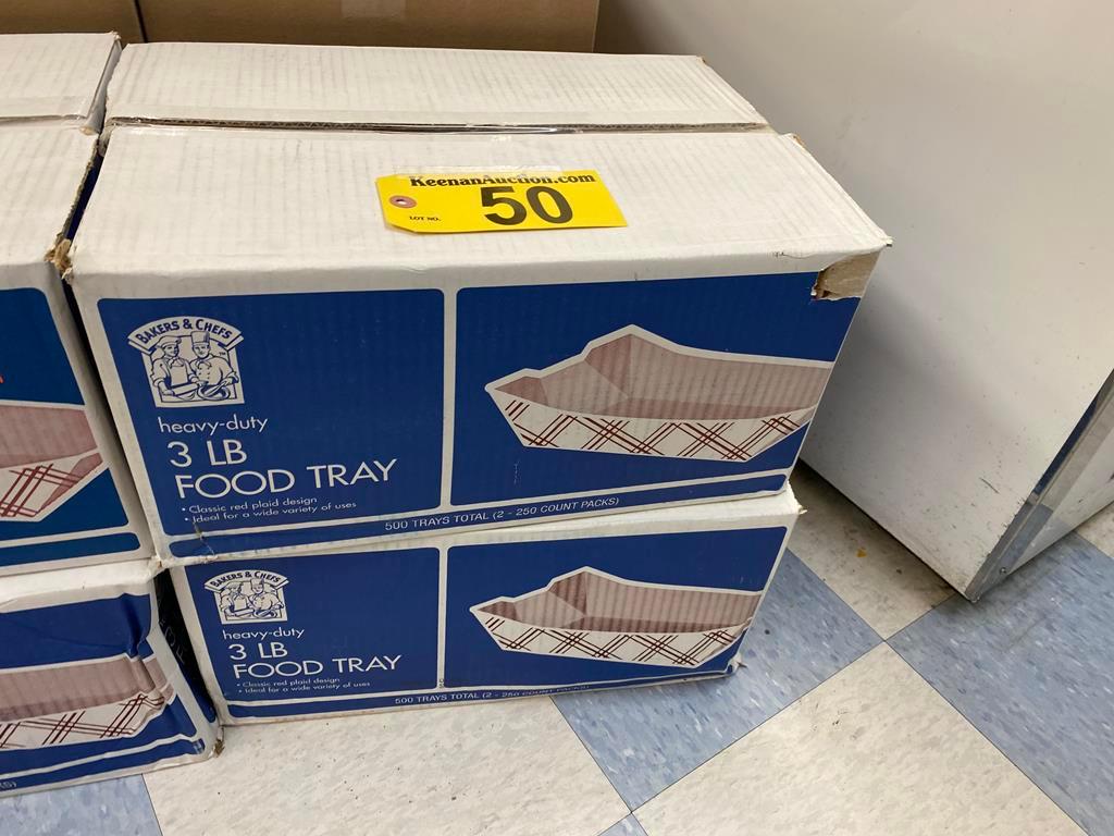 (2) CASES OF BAKERS & CHEFS 3LB. FOOD TRAYS, 500CT EACH CASE