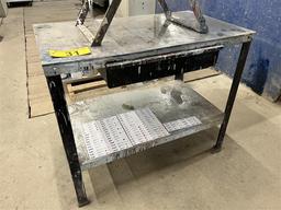 21" X 37" STEEL FRAME WORK BENCH WITH LOWER SHELF