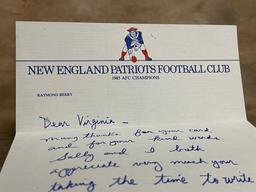 Raymond Berry New England Patriots Football Club Handwritten Autographed Letter