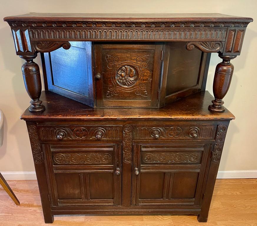 Antique Blundell Brothers Liquor Cabinet/Buffet with Carving