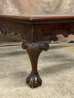 Nice Vintage Chippendale Style Mahogany & Glass Top Coffee Table