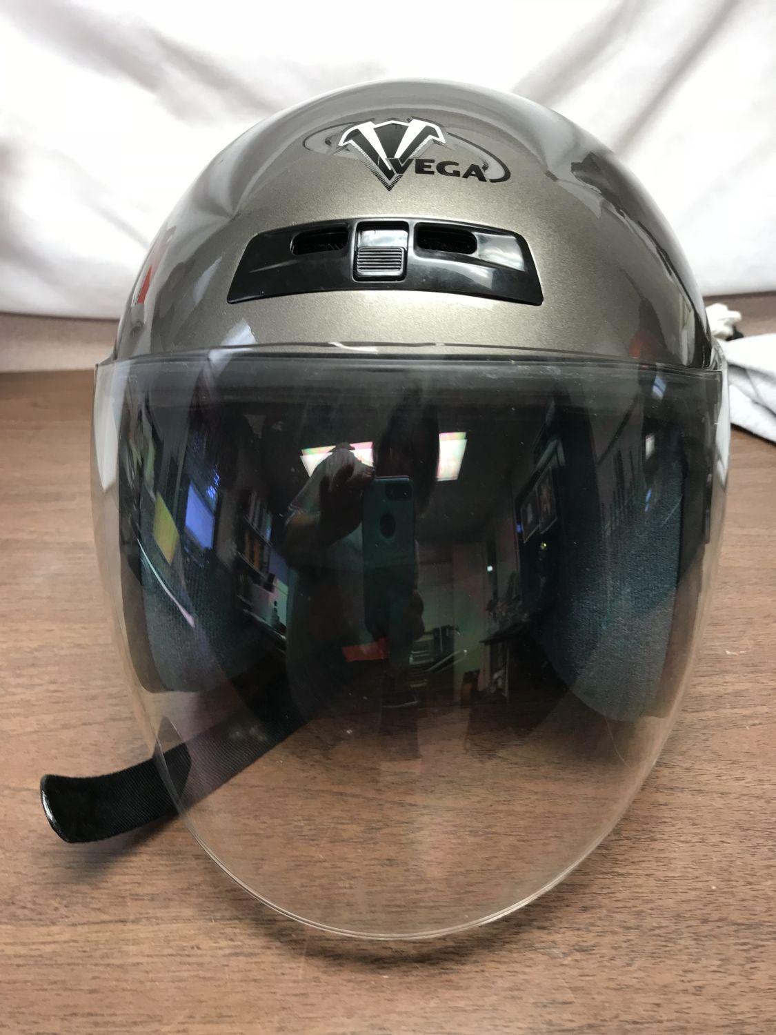 Vega open face helmet, Adult size M, silver