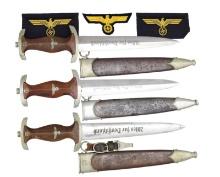 3 WWII GERMAN SA DAGGERS & 3 NAVY BREAST EAGLES.