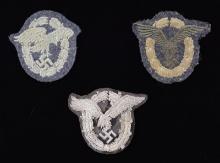 3 WWII GERMAN LUFTWAFFE CLOTH BADGES.