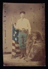 HALF PLATE PATRIOTIC TINTYPE WITH TINTED FLAG,