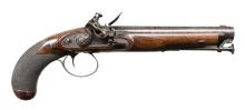 BRITISH W. PARKER FLINTLOCK PISTOL.