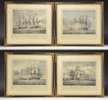 SET OF 4 RARE ENGRAVINGS HMS SHANNON VS. USS