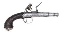 SCREW BARREL QUEEN ANNE FLINTLOCK PISTOL BY GALTON