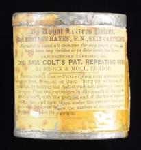 VERY RARE TIN OF 50 HAYES PATENT 36 CALIBER SKIN