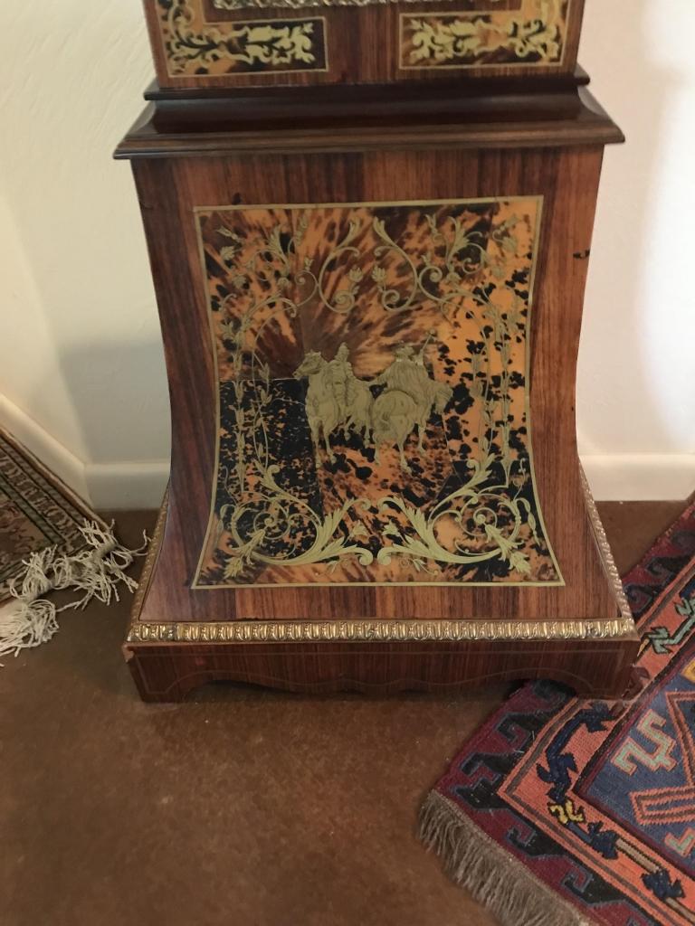 Vintage Italian Marquetry Inlay Grandfather Clock