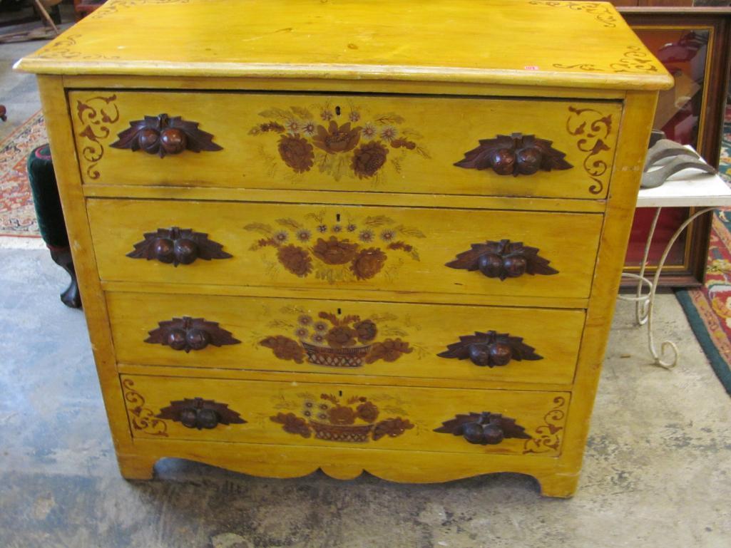 Yellow Decorated Cottage Chest