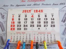 1945 Norman Rockwell Calendar, Mrs. O'leary's Cow & Fire Equipment