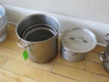 (1) Aluminum Stock Pot, (1) SS Stock Pot, (1) SS Insert