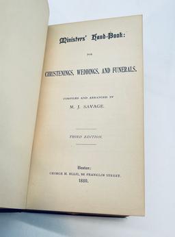 MINISTER'S MANUAL (1889) Christenings Weddings & Funerals