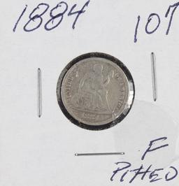 1884 - SEATED LIBERTY DIME - F