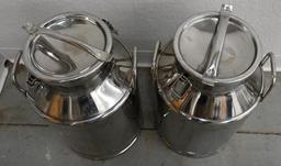 Two 12x12x21" Stainless Steel Milk Cans