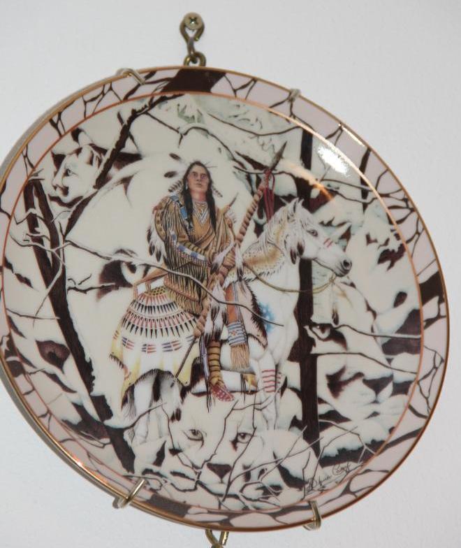 7 Indigenous American Themed Plates on Chain Hangers