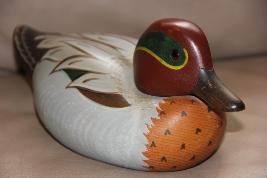 Big Sky Carvers Green Wing Teal Wood Decoy, Signed