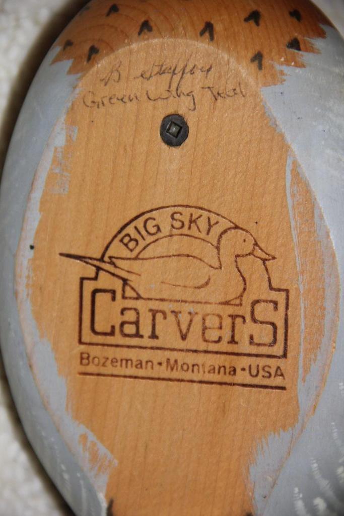 Big Sky Carvers Green Wing Teal Wood Decoy, Signed