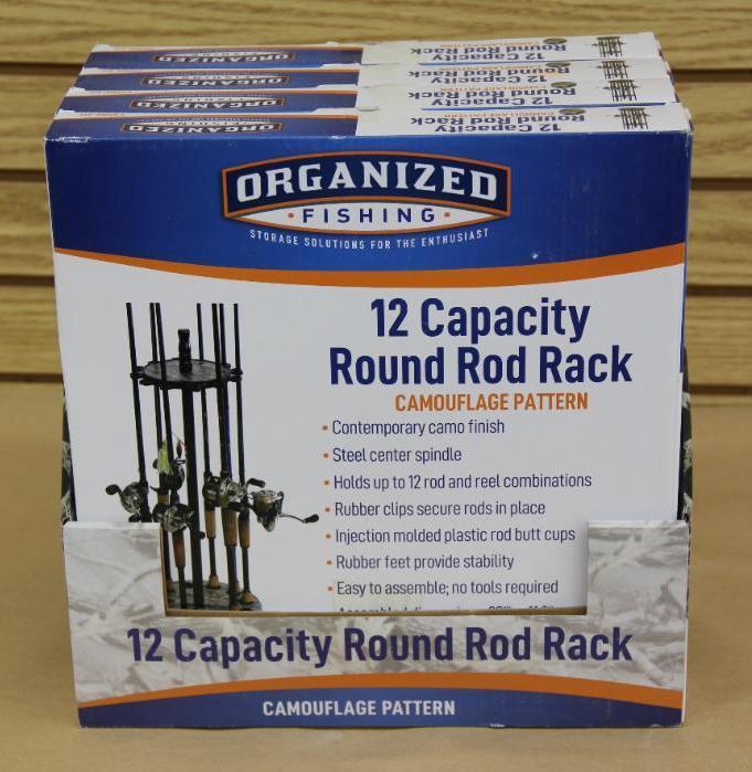 Case of 4 Organized Fishing Camo Round Rod Racks