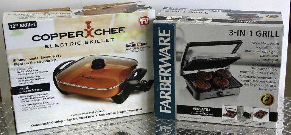 Copper Chef Electric Skillet and Faberware 3-in-1 Grill