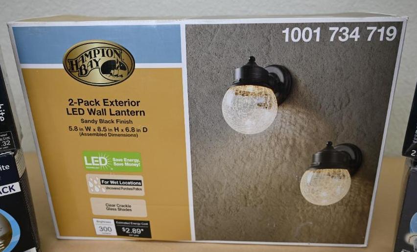 Two Pack of LED Wall Lanterns with 8 LED BULBS