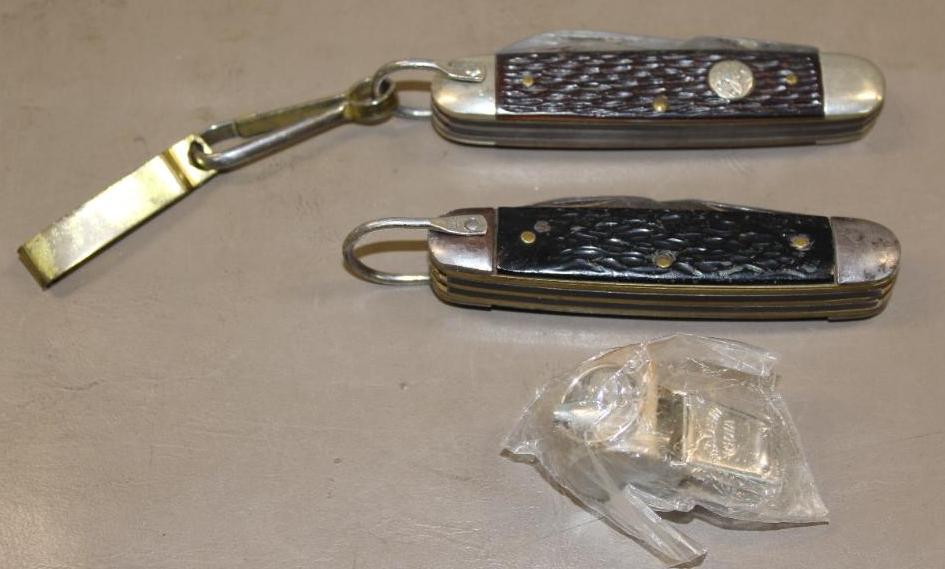 Two Folding Knives and Whistle