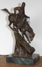 Frederick Remington Signed Bronze Casting Indian on Horseback