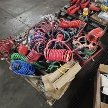 Pallet lot - assorted air lines, hand tools