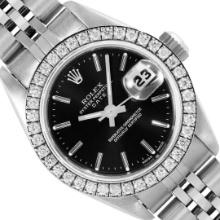 Rolex Ladies Stainless Steel Diamond Date Wristwatch