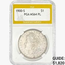 1900-S Morgan Silver Dollar PGA MS64 PL