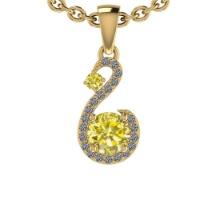 1.08 Ctw i2/i3 Treated Fancy Yellow And White Dimaond 14K Yellow Gold Pendant