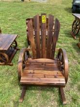 Wooden wagon wheel rocking chair
