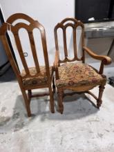 Mediterranean Style Chairs, Vntage Wood, , Made in Itay by Provasi, Captains Chair and Side Chairs