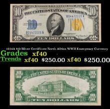 1934A $10 Silver Certificate North Africa WWII Emergency Currency Grades xf