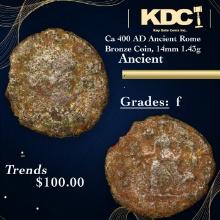 Ca 400 AD Ancient Rome Bronze Coin, 14mm 1.43g Ancient Grades f