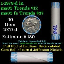 BU Shotgun Jefferson 5c roll, 1979-d 40 pcs Bank $2 Nickel Wrapper Grades
