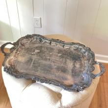 Large Antique Silver Plated Serving Platter
